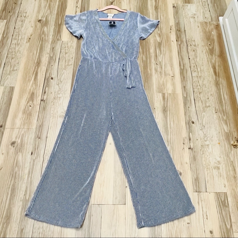 NWT Caution to the Wind blue white stripe jumpsuit sz Medium